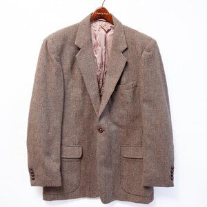 Vintage Joe Namath Brown Birdseye Blazer 44L Mens Sport Coat Classic Wool Blend